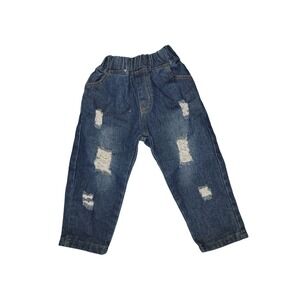 Toddler Distressed Blue Denim Jeans With‎ Elastic Waistband 2T relaxed comfort